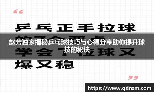 赵芳独家揭秘乒乓球技巧与心得分享助你提升球技的秘诀